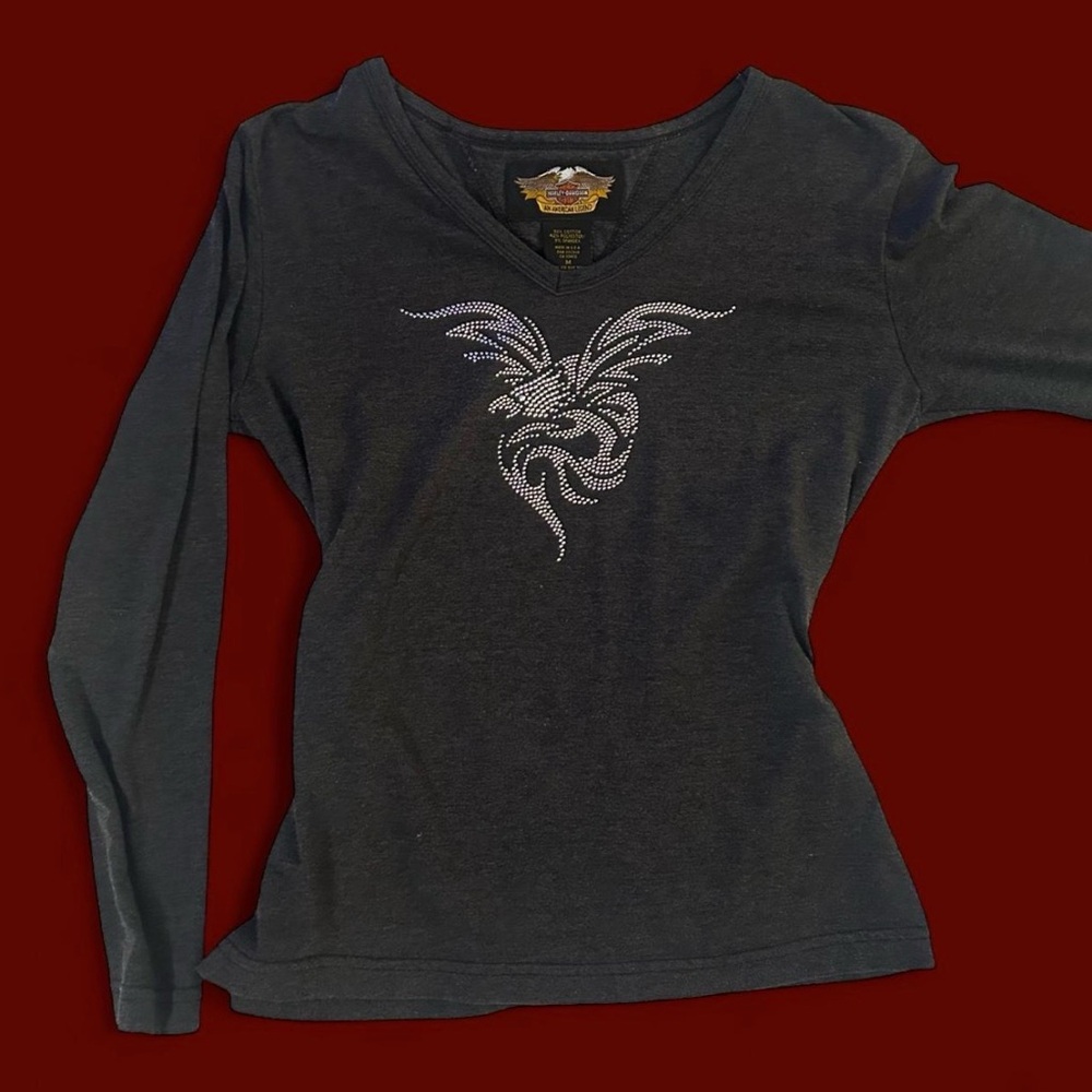 Harley-Davidson Charcoal Long Sleeve V-Neck Tee